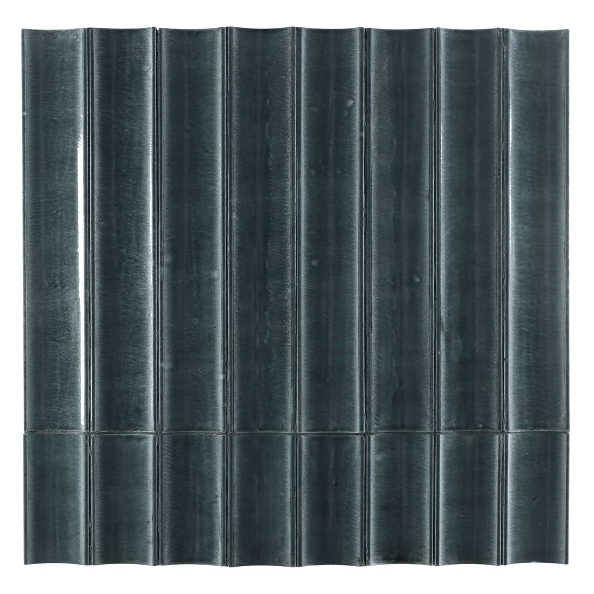 LavaArt 3D Fluted Harbor Blue  6x36 Glossy Lava Stone Bar Tile