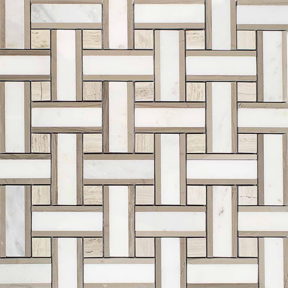 Twine Burlap 1x3 Marble Polished Mosaic Tile