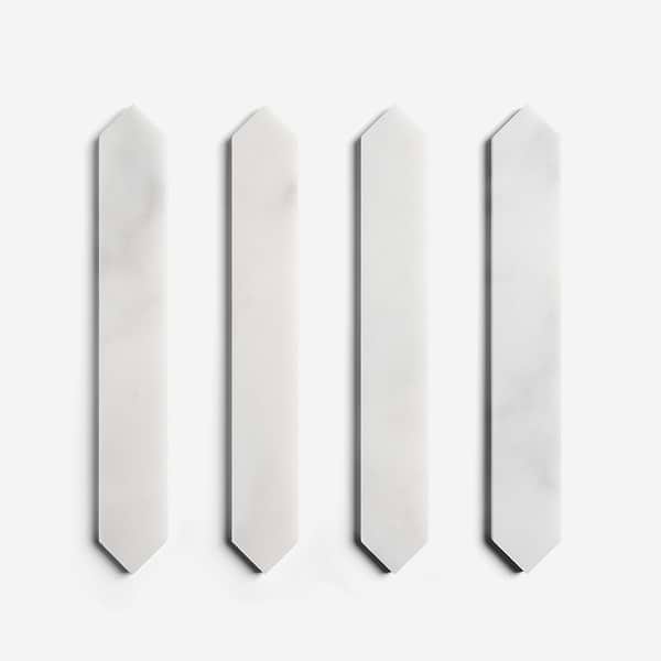 Prezzo Crema Ella 12x12 Square and Ayfon White 2x12 Picket Honed Marble Tile