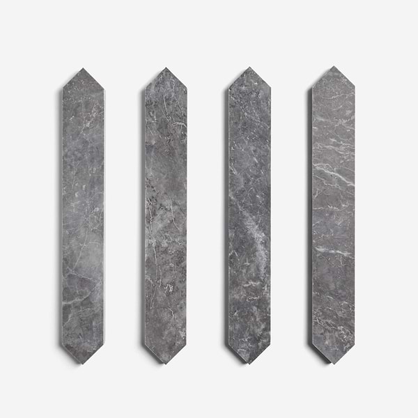 Prezzo Volakas 12x12 Square and Lovina Gray 2x12 Picket Honed Marble Tile
