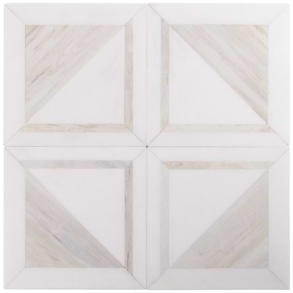 GeoMarble Lados Thassos Sabbia Polished Marble Mosaic Tile