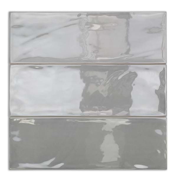 Santa Monica Gray 4X12 Polished Ceramic Subway Tile in Gray, View 7, open zoomed image