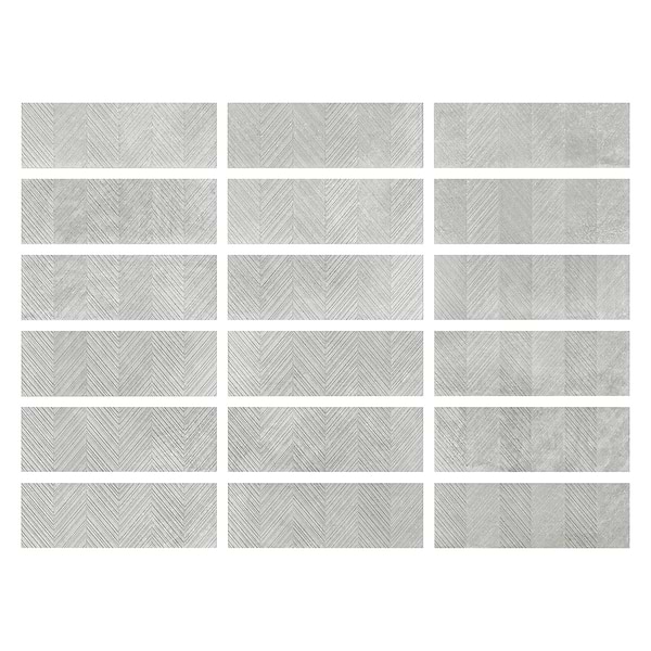 Stoneside Pearl Gray Chevron 12x36 Matte Ceramic Tile
