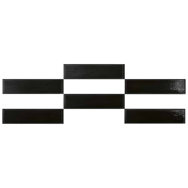 Stacy Garcia ArtBlock Nero Black 4x16 Fluted Glossy Porcelain Tile