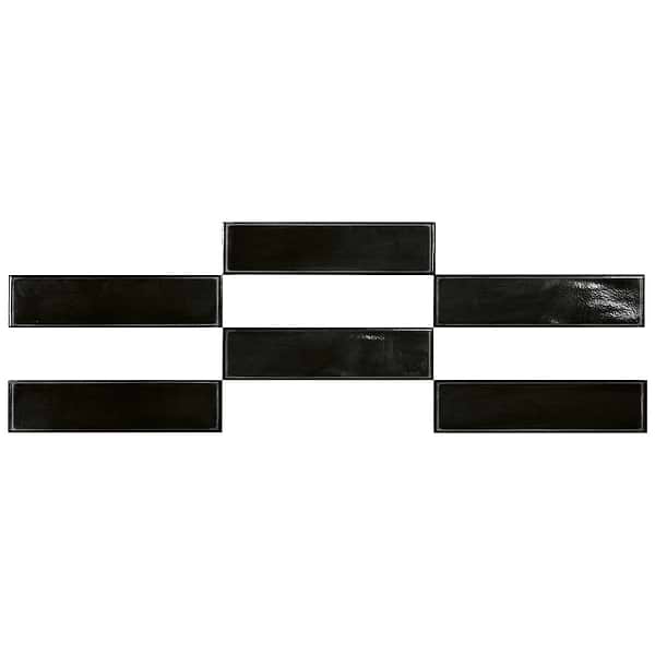 Stacy Garcia ArtBlock Nero Black 4x16 Glossy Porcelain Tile