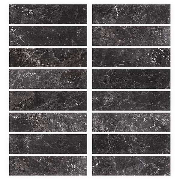 Marmo Perfetto Nero Black 4x16 Semi-Polished Porcelain Tile