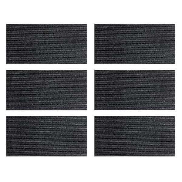 Rakestone Carved Comb Noir Black 12x24 Textured Honed Basalt Stone Tile
