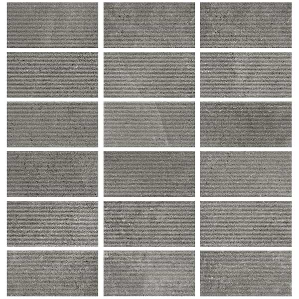 New Rock Fossil Dark Gray 12x24 Chiseled Limestone Look Matte Porcelain Tile 