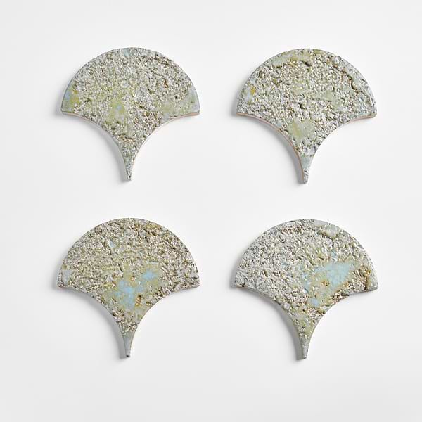 Meri Jade Green 5" Fish Scale Textured Glossy Ceramic Tile