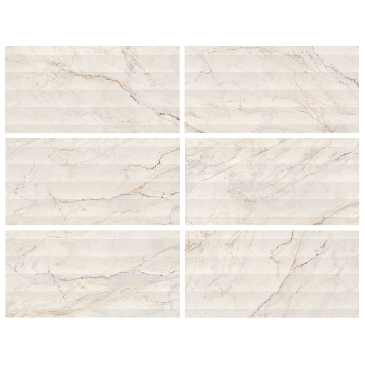 Lumar Waves 3D Apuano Oro White 24x48 Matte Porcelain Tile