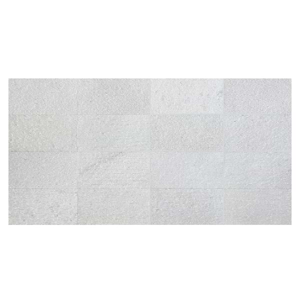 Rakestone Carved Split Bianco Ice White 12x24 Textured Honed Marble Tile
