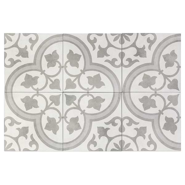 Cascais Silver Ornate 9x9 Matte Porcelain Tile
