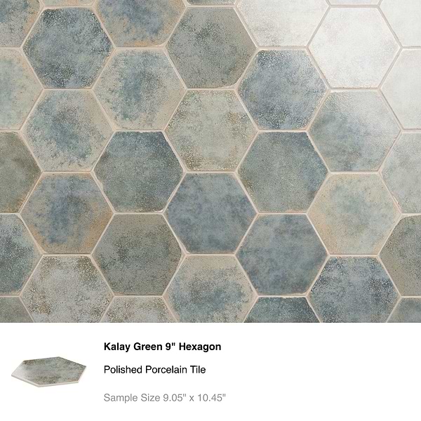 Top Selling Green Porcelain Hexagon Tiles Sample Bundle (5)