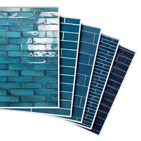 Top Selling Blue Zellige Ceramic Subway Tiles Sample Bundle (5)