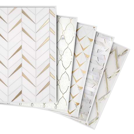 Top Selling Marble and Brass Mosaic Tiles Sample Bundle (5)