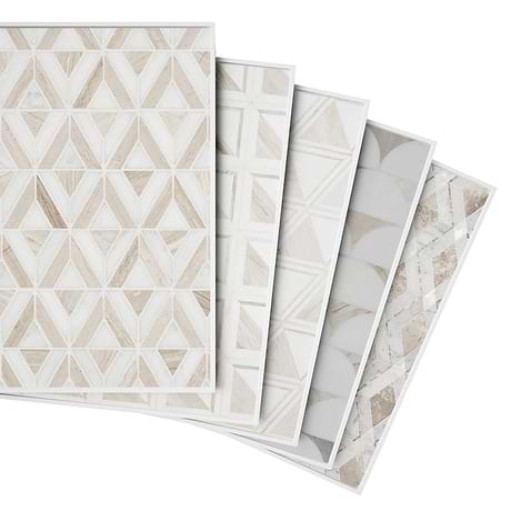 Top Selling White & Beige Marble Mosaic Tiles Sample Bundle (5)