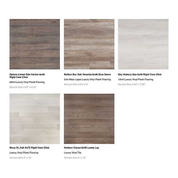 Top Selling Cool Beige Luxury Vinyl Flooring Tiles Sample Bundle (5)