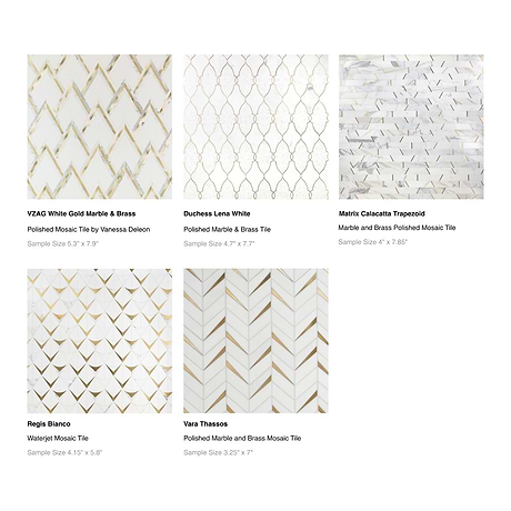 Top Selling Marble and Brass Mosaic Tiles Sample Bundle (5)
