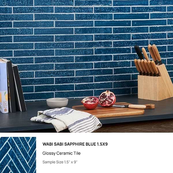 Top Selling Blue Zellige Ceramic Subway Tiles Sample Bundle (5)