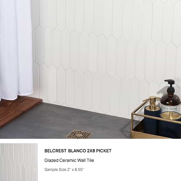 Top Selling White Picket Porcelain and Ceramic Tiles Sample Bundle (5)