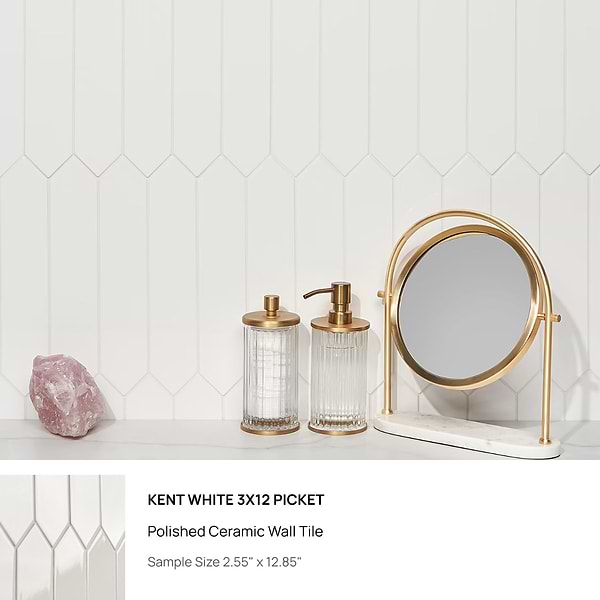 Top Selling White Picket Porcelain and Ceramic Tiles Sample Bundle (5)
