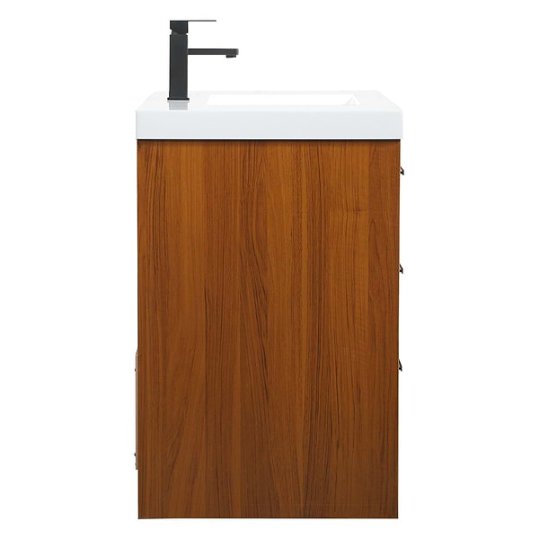 Ember Teak 36" Single Vanity with White Solid Surface Top