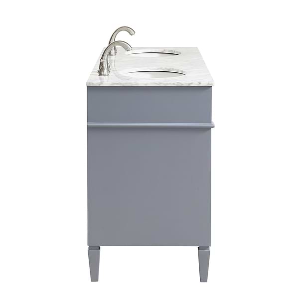 Montair Gray 60" Double Vanity With Carrara White Marble Top