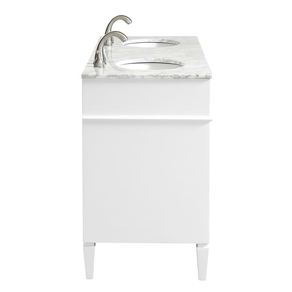 Montair White 60" Double Vanity With Carrara White Marble Top