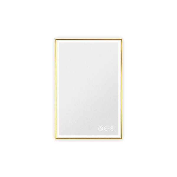 Mage Brushed Gold 24x36" Framed Rectangle LED Mirror