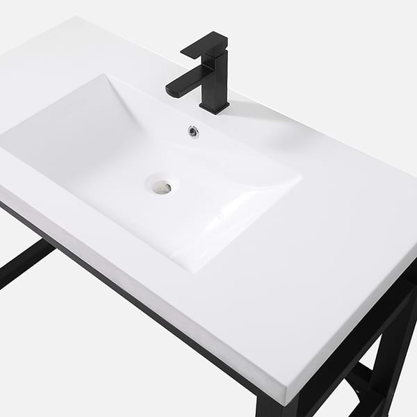 Mateo Black 42" Single Vanity with White Acrylic Top
