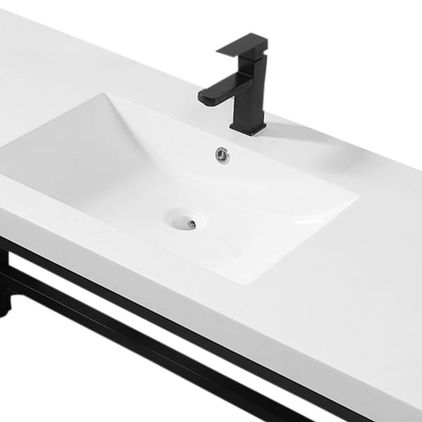 Mateo Black 60" Single Vanity with White Acrylic Top