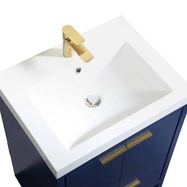 Ember Blue 24" Single Vanity with White Solid Surface Top