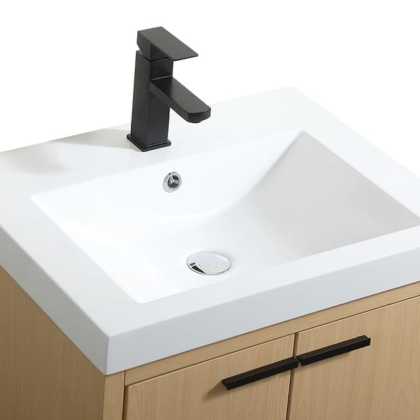 Ember Maple 24" Single Vanity with White Solid Surface Top