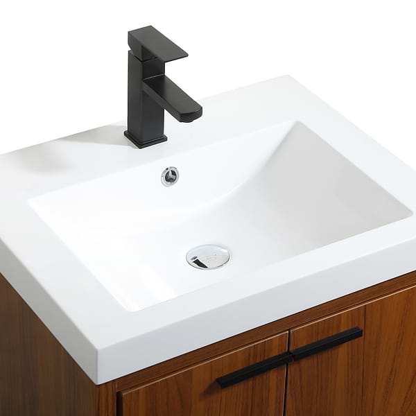 Ember Teak 24" Single Vanity with White Solid Surface Top