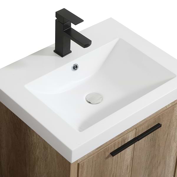 Ember Natural Oak 24" Single Vanity with White Solid Surface Top
