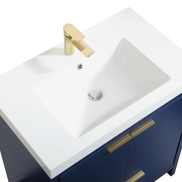 Ember Blue 30" Single Vanity with White Solid Surface Top