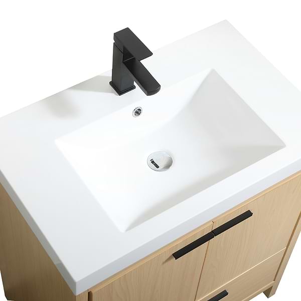 Ember Maple 30" Single Vanity with White Solid Surface Top