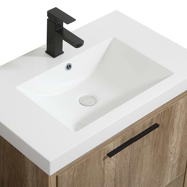 Ember Natural Oak 30" Single Vanity with White Solid Surface Top