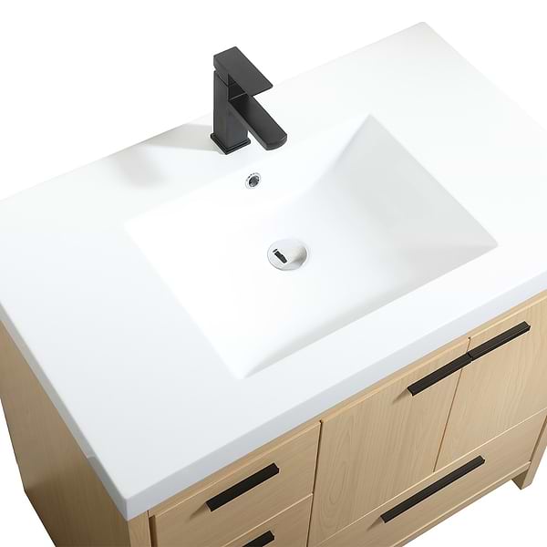 Ember Maple 36" Single Vanity with White Solid Surface Top