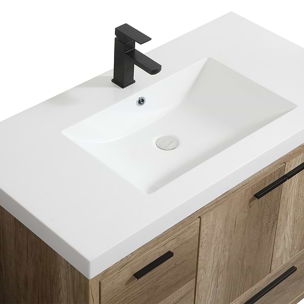 Ember Natural Oak 42" Single Vanity with White Solid Surface Top