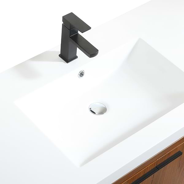 Ember Teak 48" Single Vanity with White Solid Surface Top
