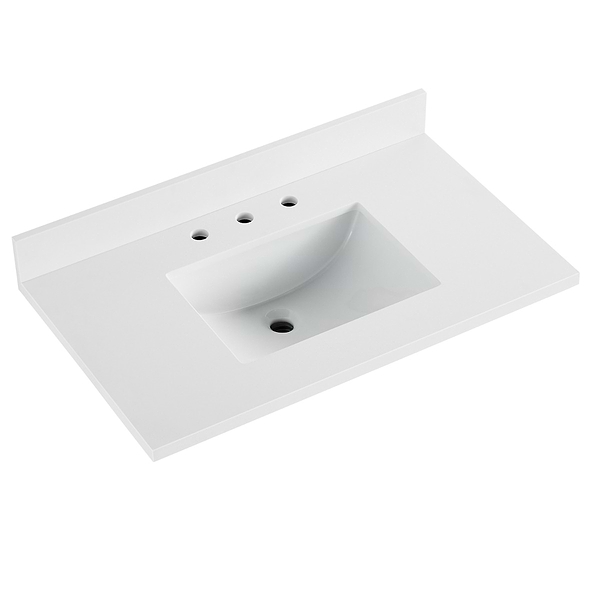 Bungalow White and Silver 36" Single Vanity with Pure White Quartz Top