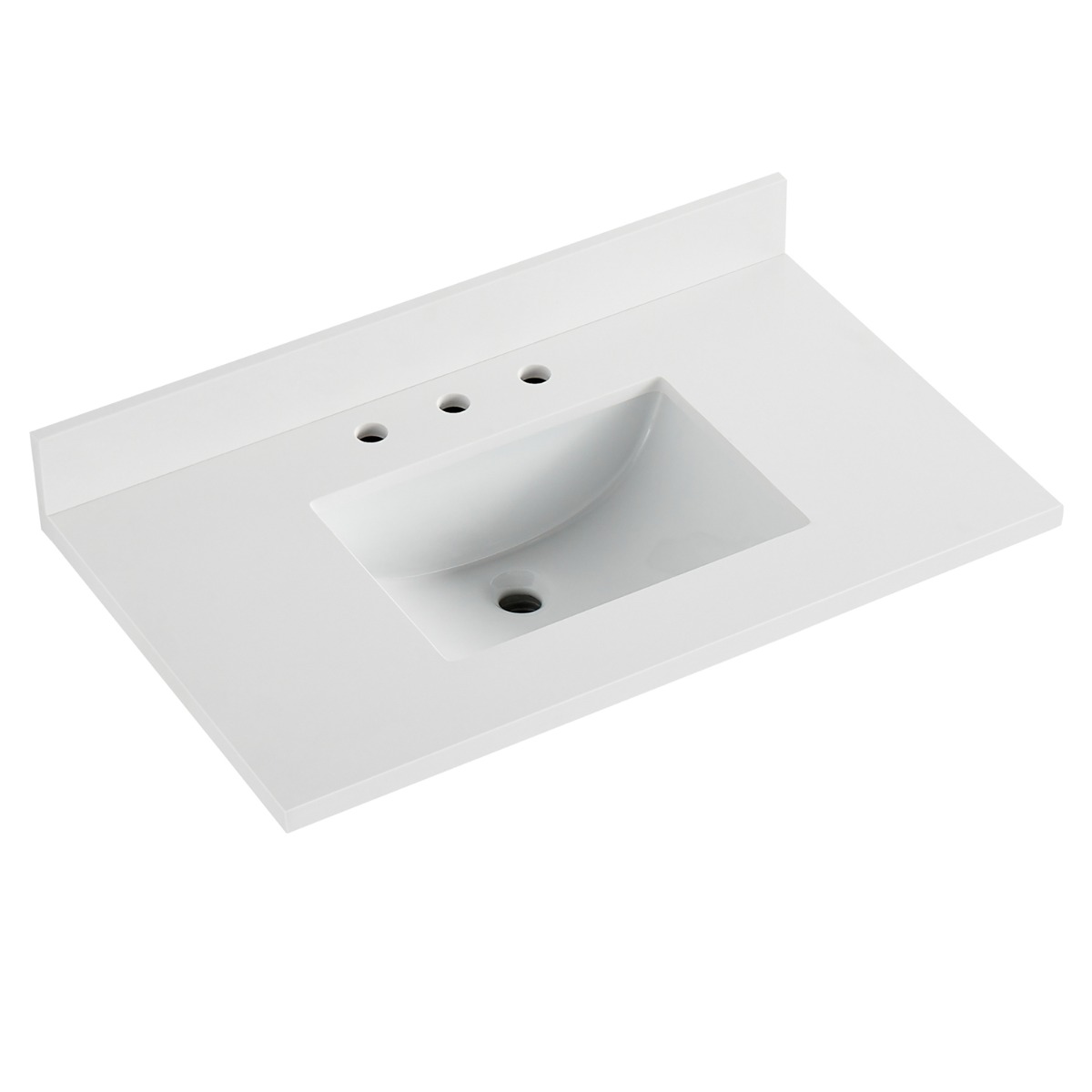 Bungalow White and Gold 36" Single Vanity with Pure White Quartz Top