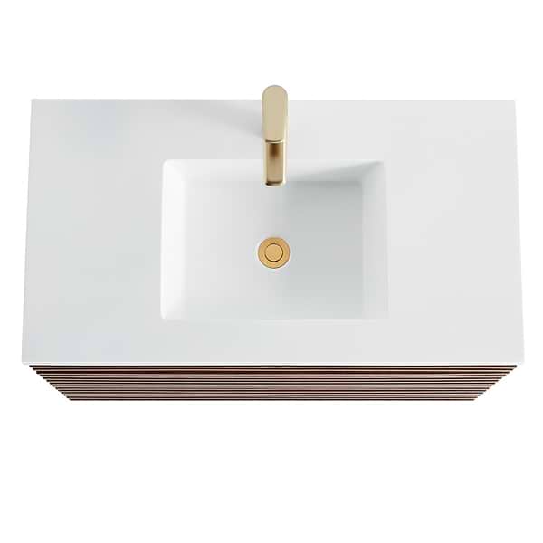 Gibson Dark Wood 36" Single Vanity with Integrated White Acrylic Top