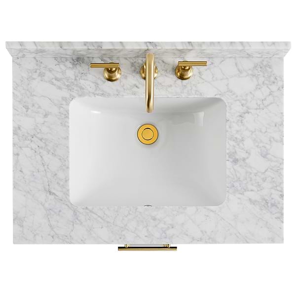 Iconic Navy and Gold 30" Single Vanity with Carrara Marble Top