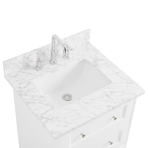 Nora White 24" Single Vanity with Carrara Marble Top