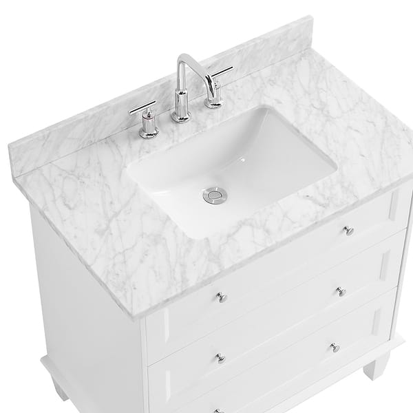 Nora White 36" Single Vanity with Carrara Marble Top