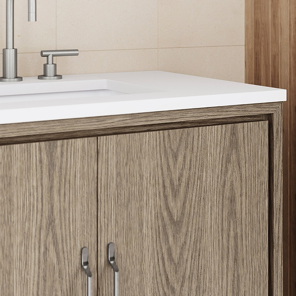 Setton Greige Ash 30" Single Vanity without Top by TileBar Studio Vanities, View 5, open zoomed image