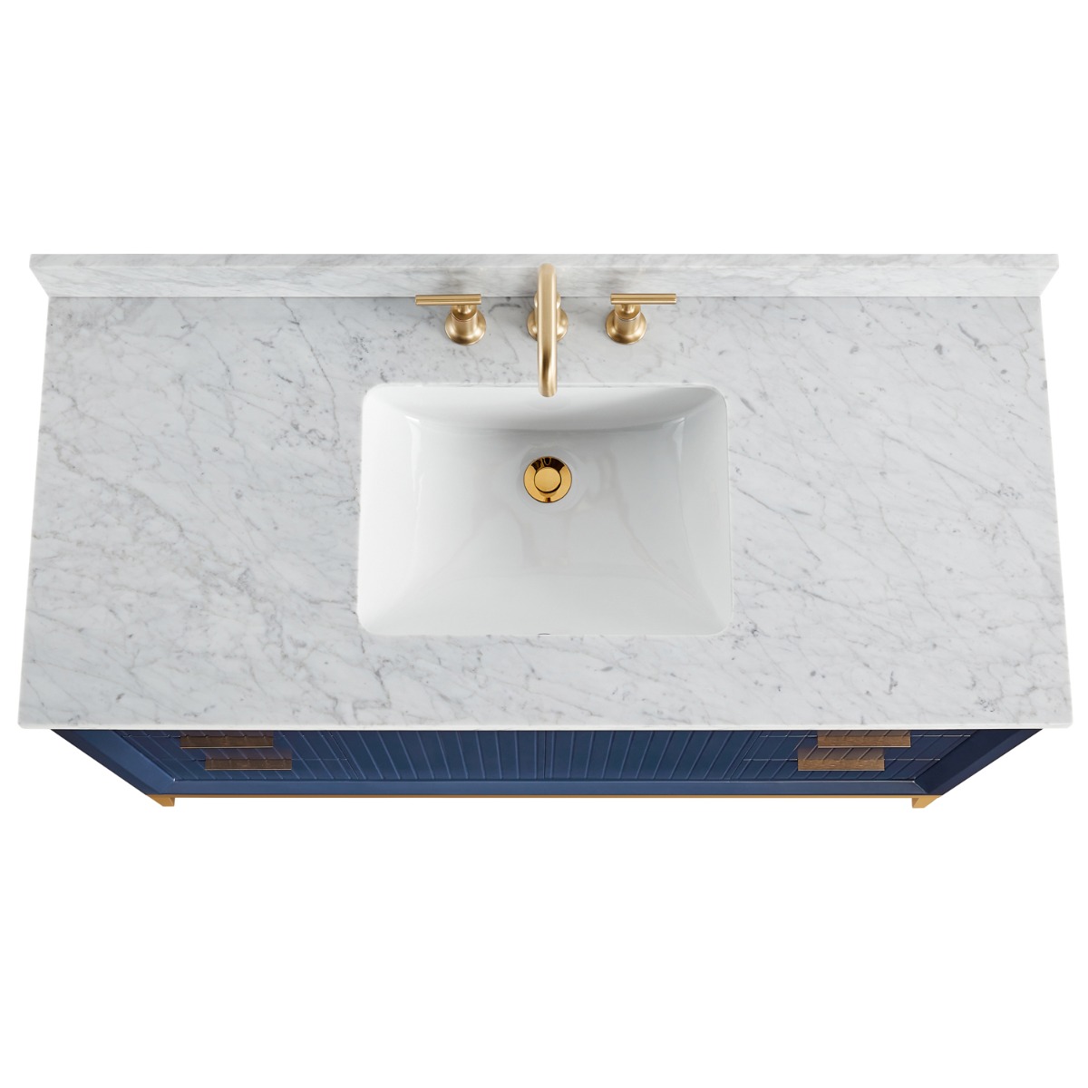Bungalow Navy and Gold 48" Single Vanity with Carrara Marble Top