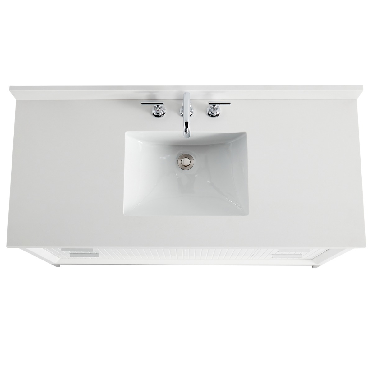 Bungalow White and Silver 48" Single Vanity with Pure White Quartz Top